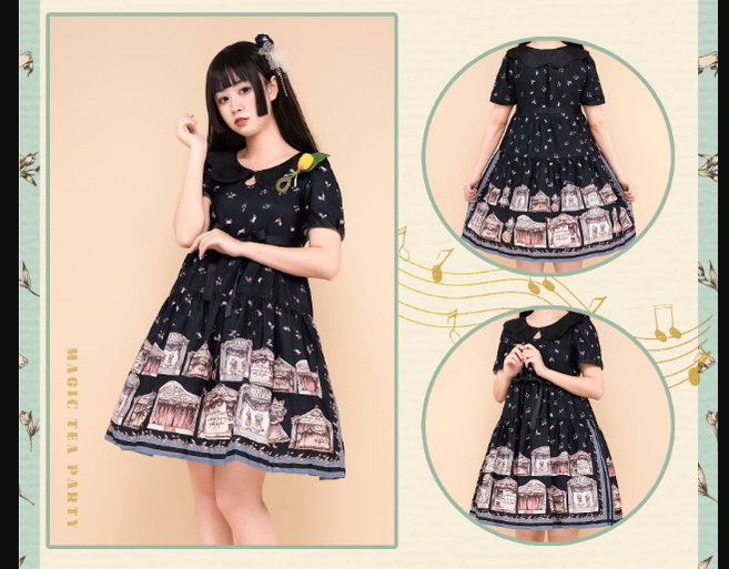 Magic Tea Party~elegant Lolita A-Line Printing OP Dress