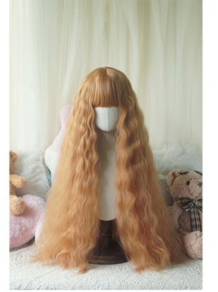 Imperial Tea~Sweet Lolita Wig 80cm Woolly Curls Wig Golden Brown (With Hairnet)  