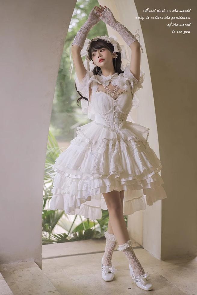 Honey Machine~Waltz~Sweet Lolita JSK Full Set Gothic Ballet Dress S White JSK 