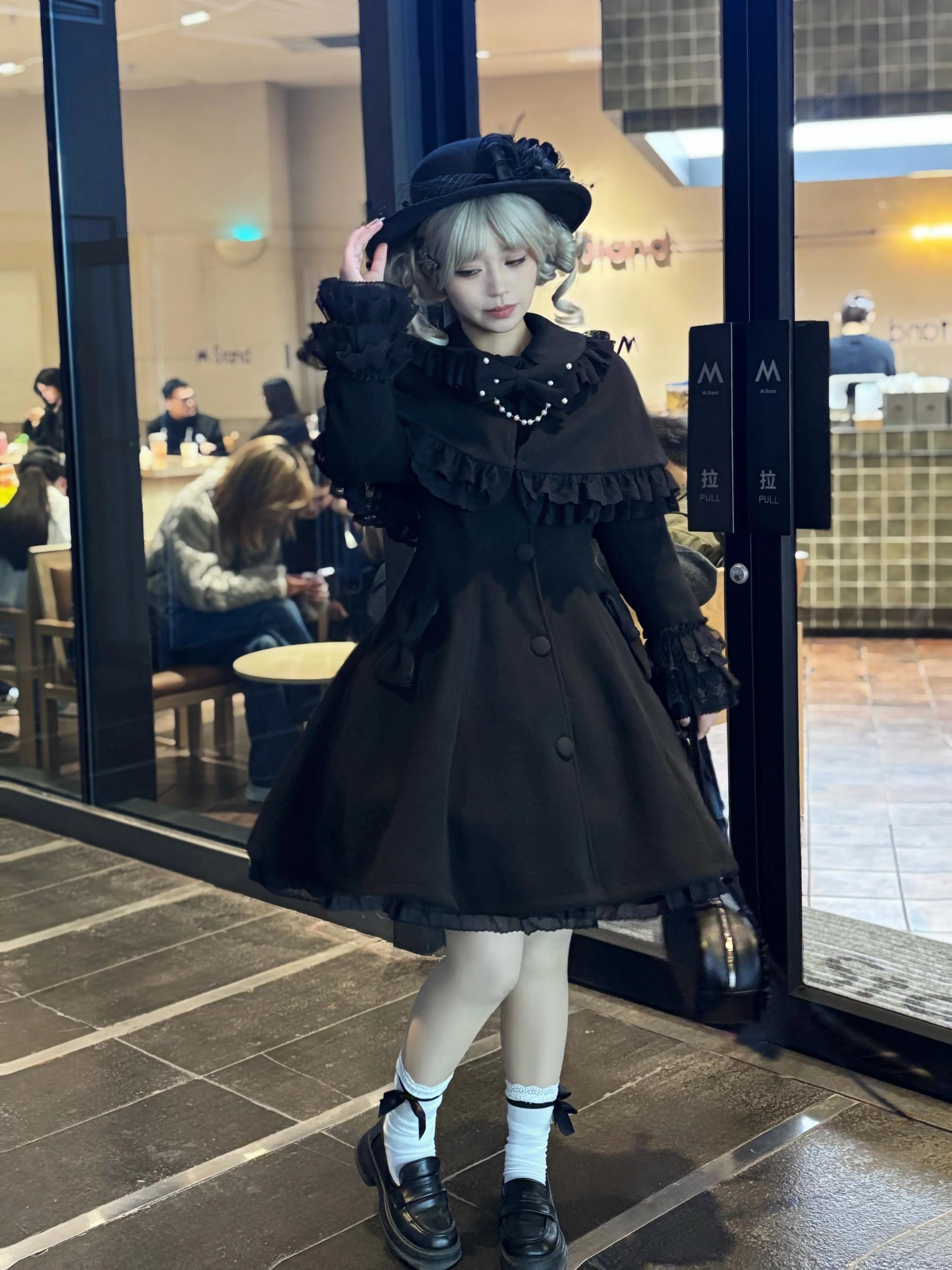 Lace Heart-Knot - Winter Sweet Lolita Lace Cape Coat, A-line Fit