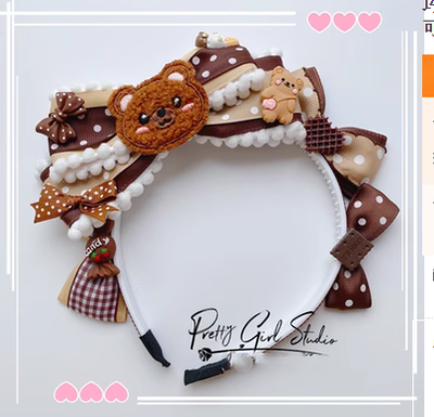 Pretty Girl Lolita~Sweet Lolita Chocolate and Bear Hair Accessories a ribbon KC  
