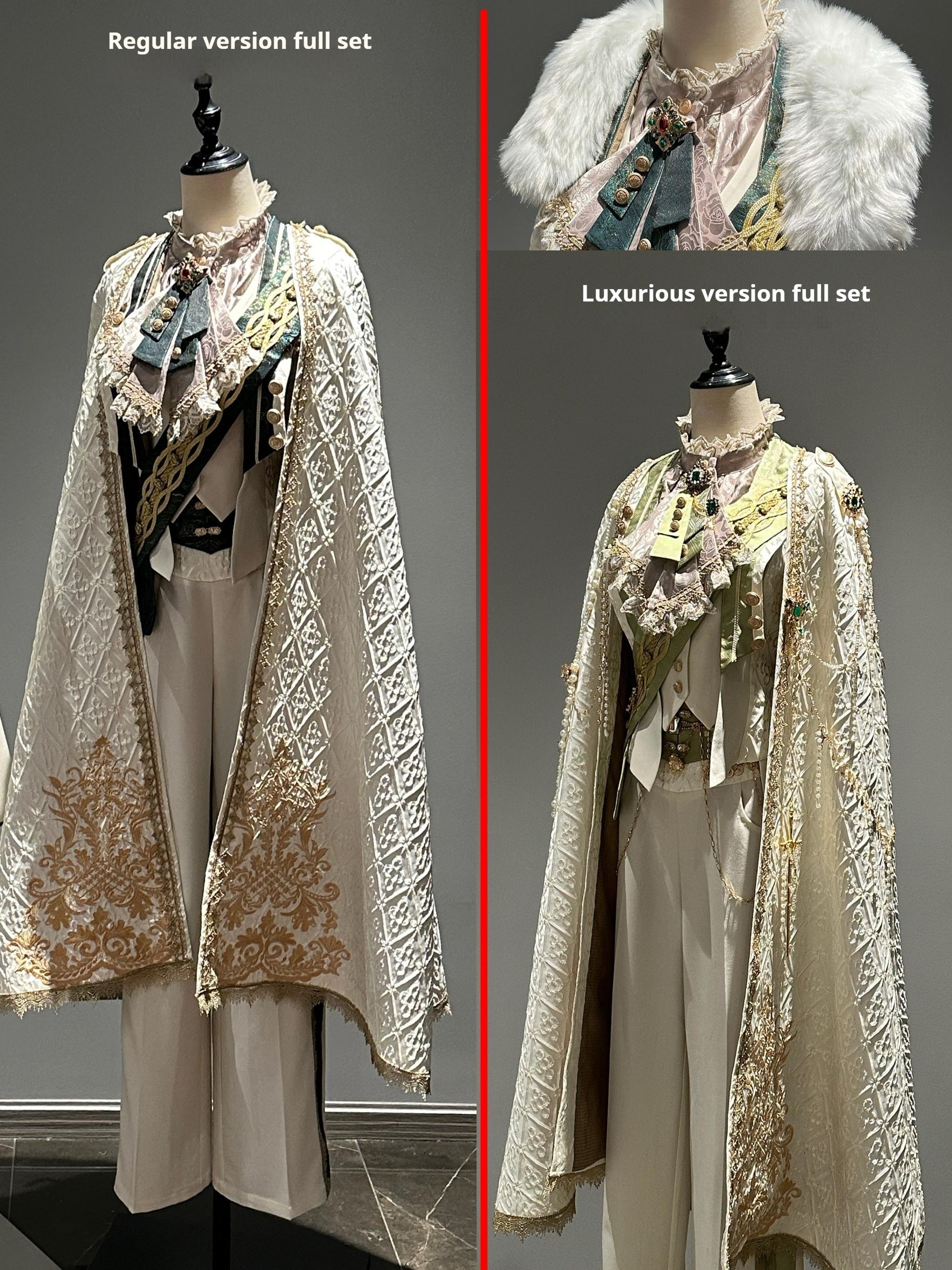 Narsesus - Ouji Lolita Pants Suit Retro European Prince Cape Shirt Vest Regular Version Full Set - Dark Green XS