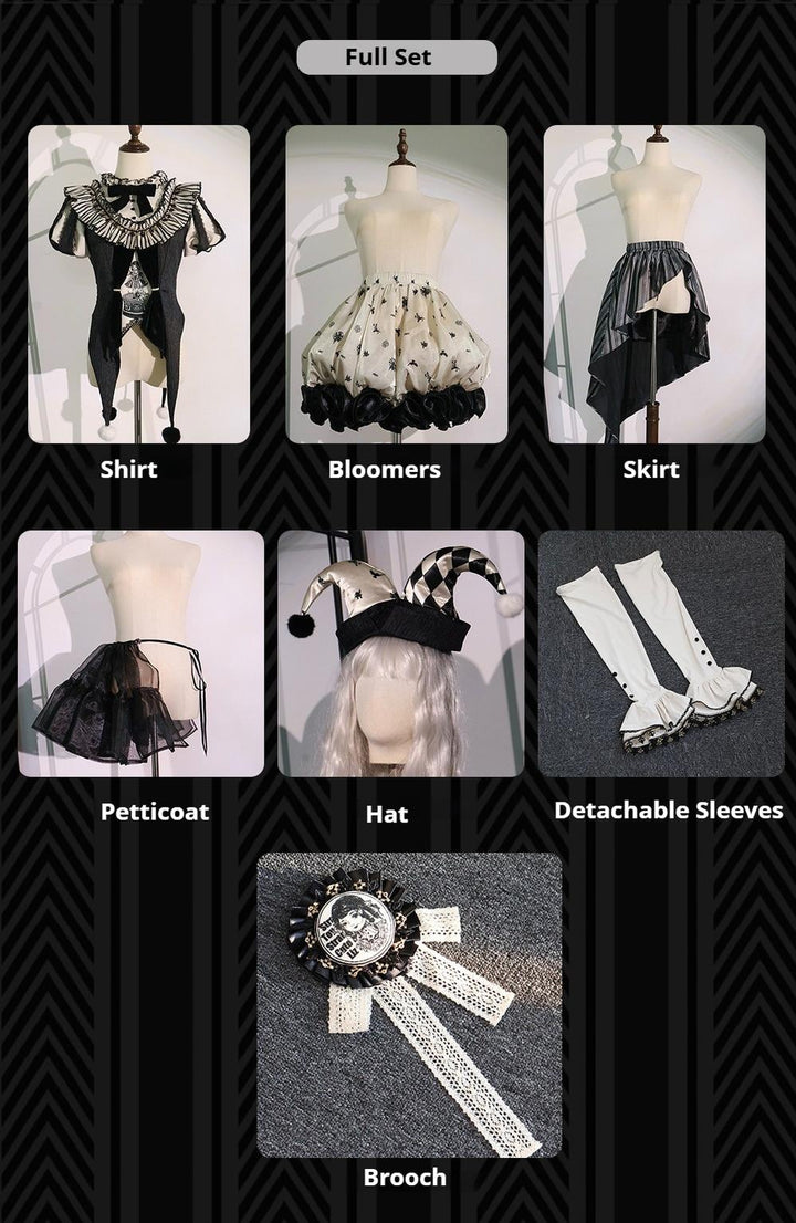 LizBird~Bizarre Toy Box~Halloween Gothic Lolita Skirt Suit Goth Shirt and Bloomers Full Set - S