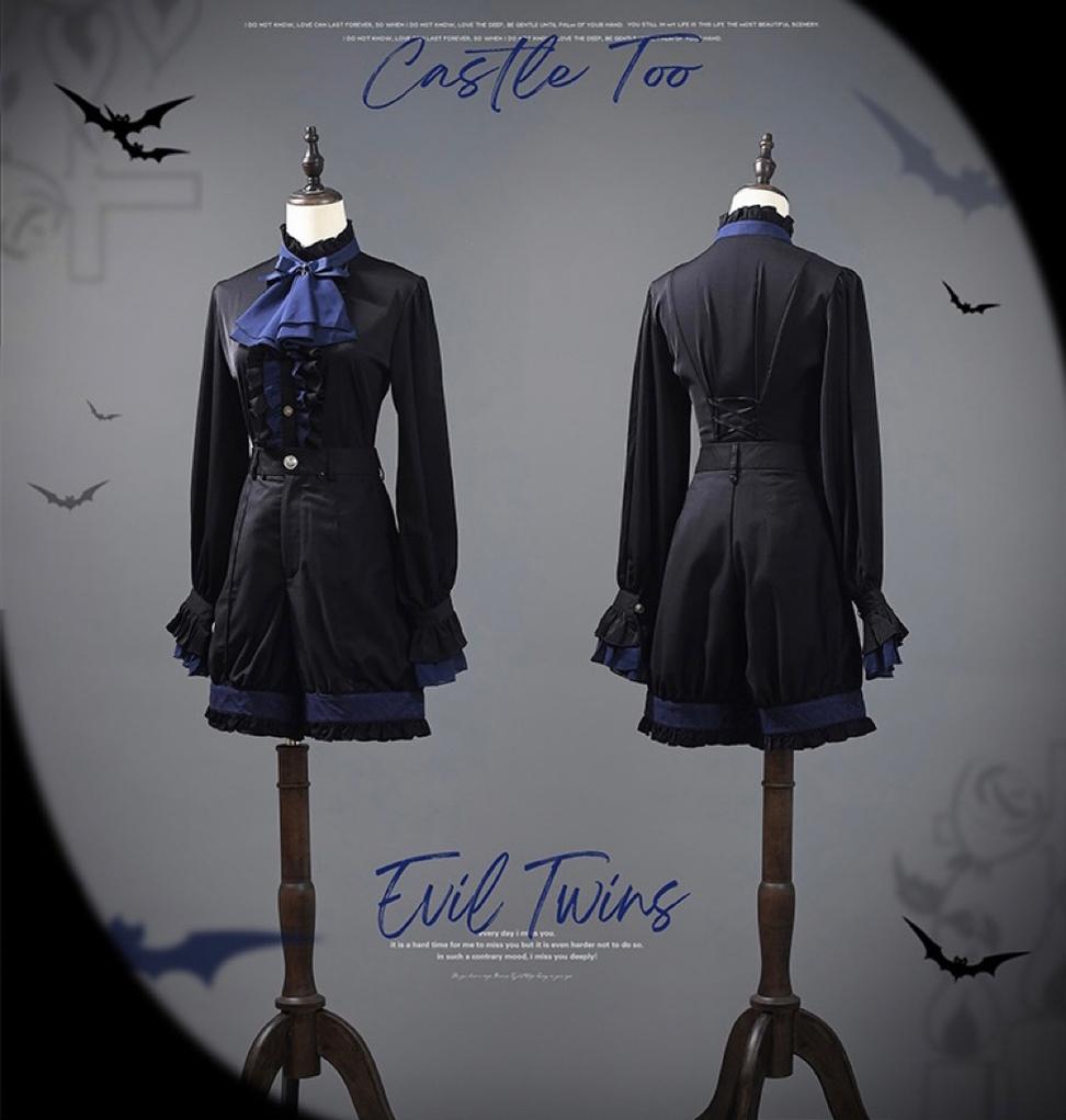 (BFM)CastleToo~Evil Twins~Ouji Lolita Dress Lolita Vest Shirt Shorts Skirt Set