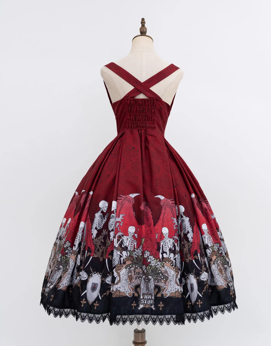 Nn Star - Dragon Bone Lily - Bone Printed Bust-Supporting Gothic Lolita JSK