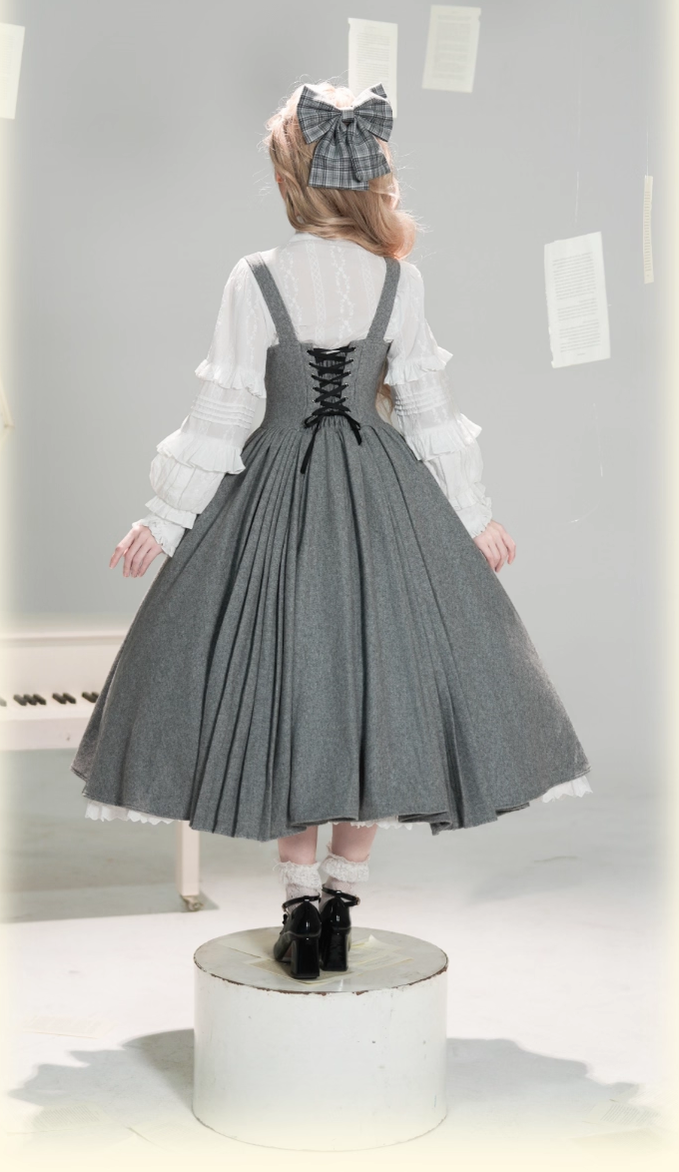 Wand Not for Your Lover - Wool Classic Lolita Bust Supporting JSK, Embroidered Shirt