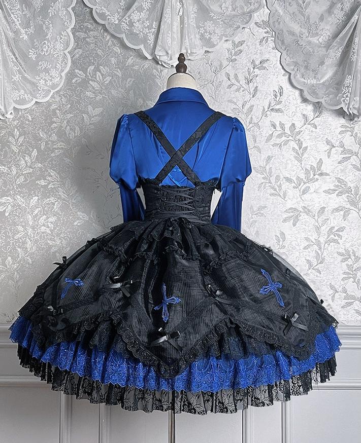 Gothic Lolita Bust-support Strap Dress, Lace & Cross Gothic Lolita Bust-support Strap Dress, Lace & Cross