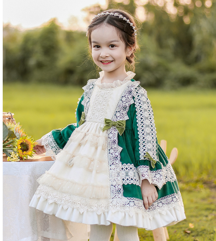 Elegant Kid Lolita Winter Velvet Pincess Dress   