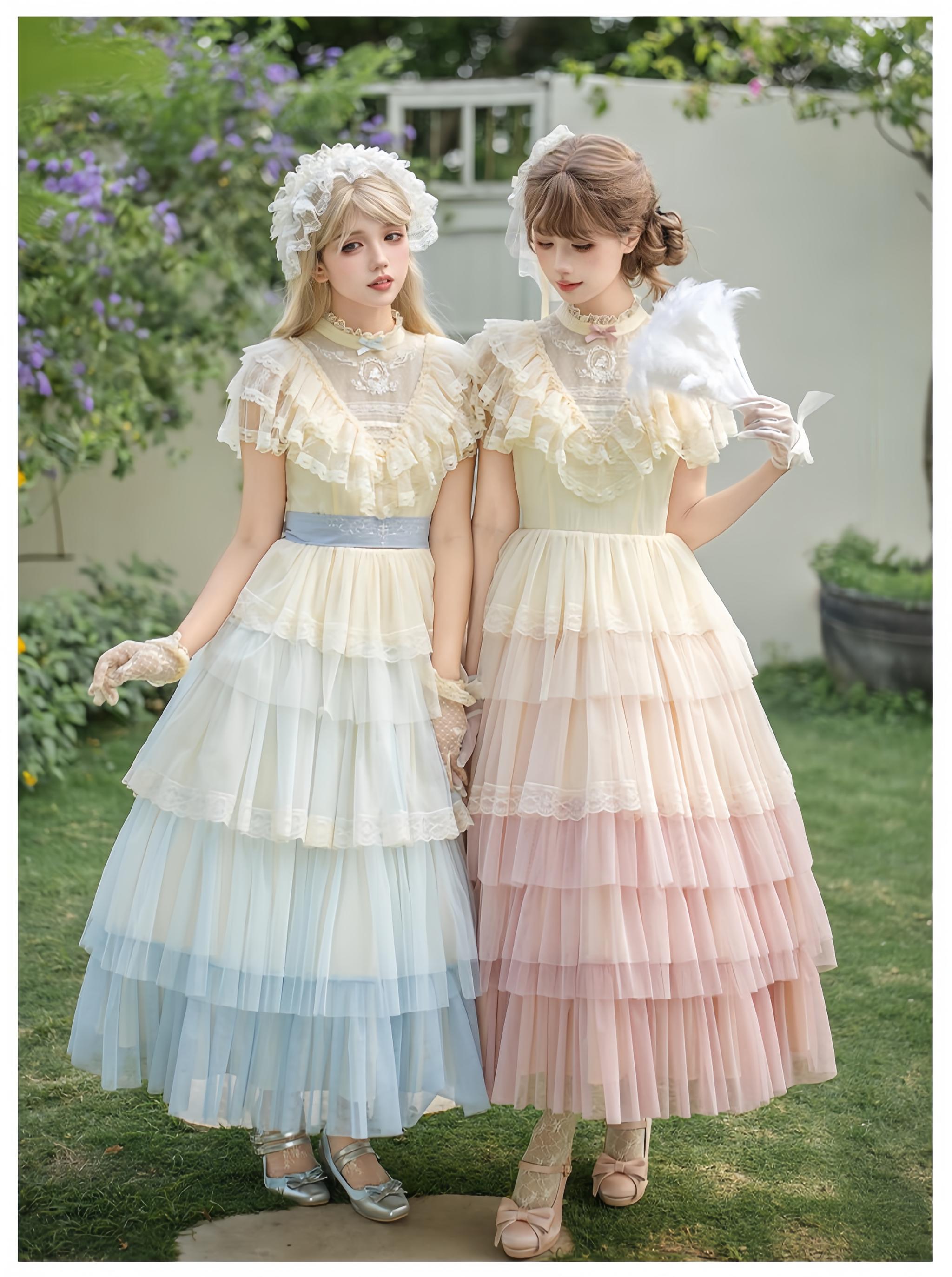 True Vow - Embroidered Classic Lolita Dress, Layered Gradient Hem
