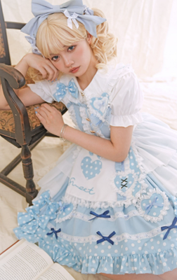 OCELOT~Wave Heart Robbery~Sweet Lolita Summer Sky Blue Dress   