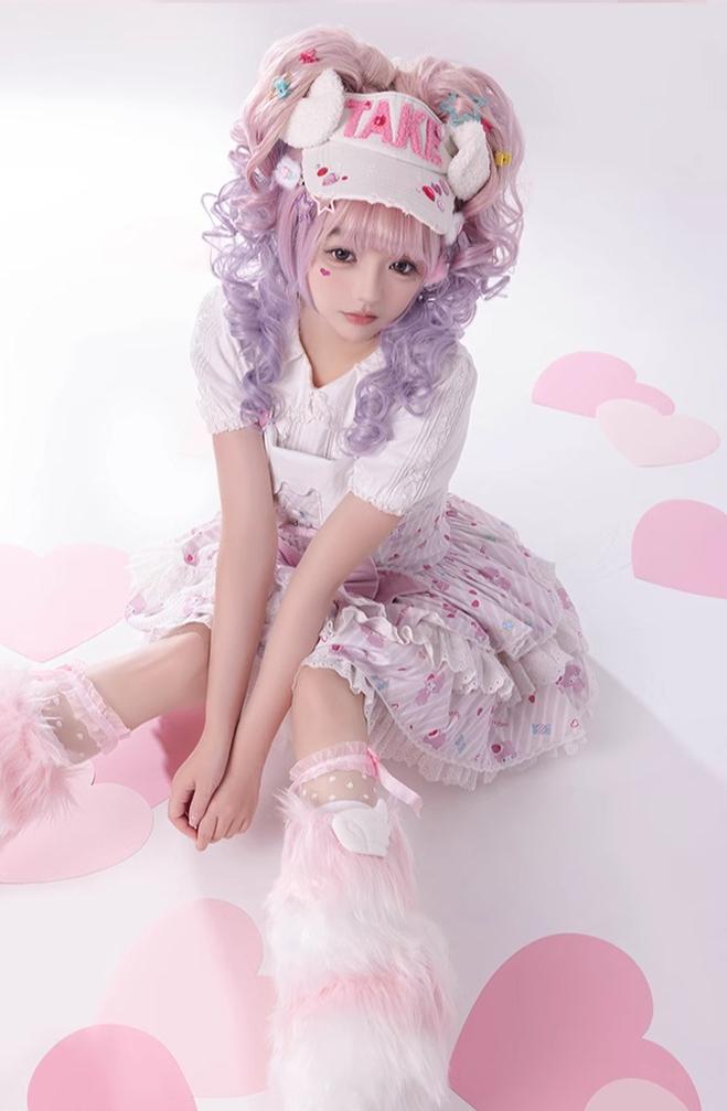 Confession Balloon~MBianyi Nuo Cream Pinafore~Sweet Lolita Loose Salopette Tiered Skirt 40690:673200