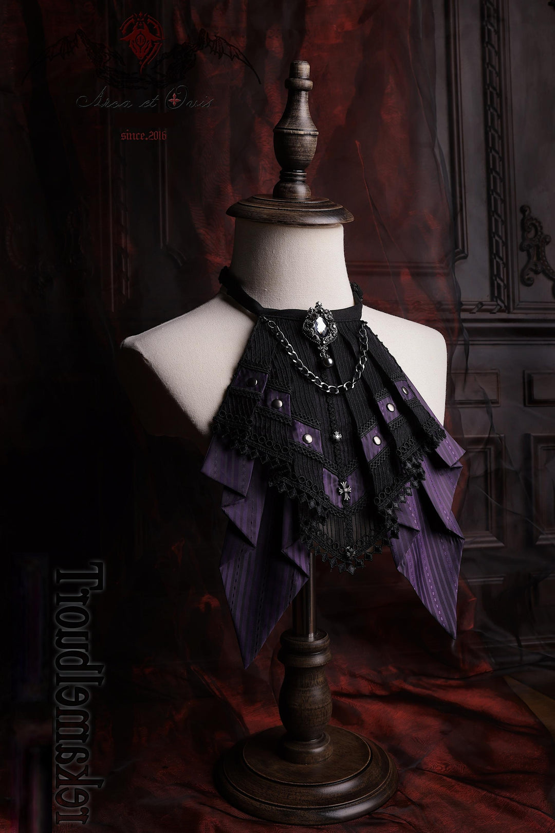 Arca et Ovis~Ouji Lolita Jabot Gothic Lolita Accessory Multiple Colors F Purple Stripe