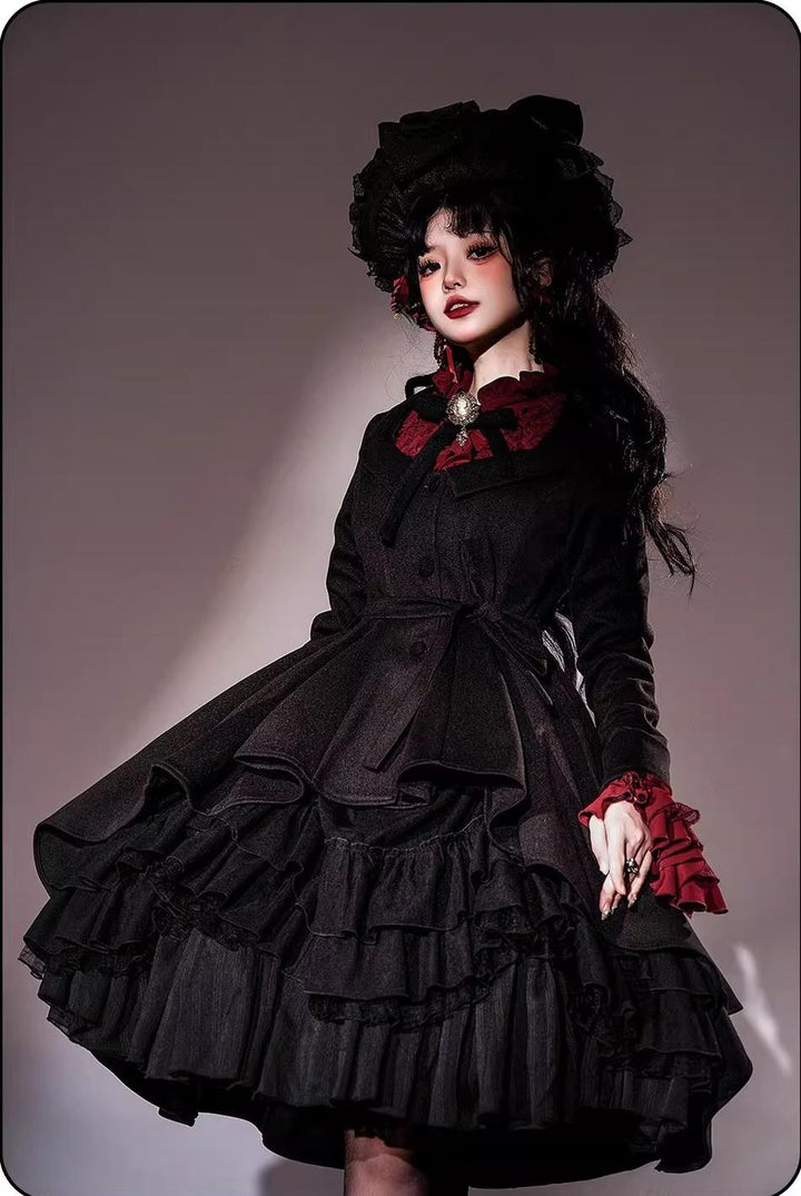 Susin Lolita~Moonlit Rose~Gothic Lolita OP Dress Winter Wool Lolita Overcoat   