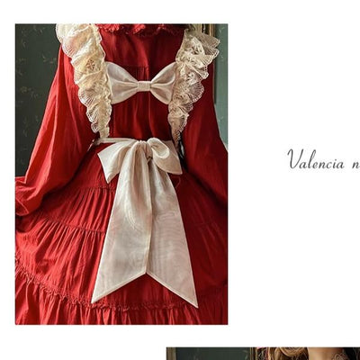 Nuit De Cellophane~Elegant Lolita Lace Beige Apron Dress   