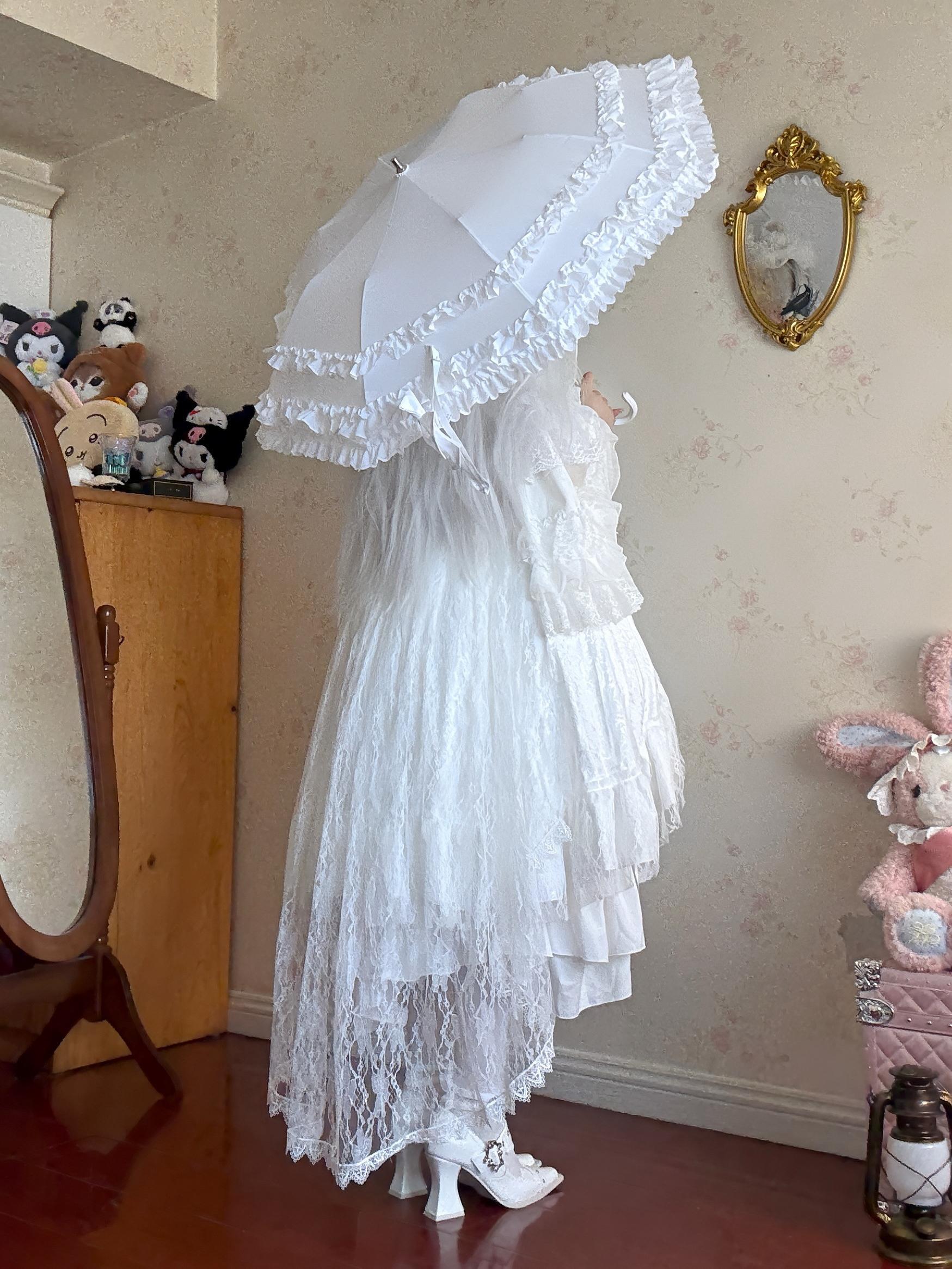 Classic Lolita Foldable Sunscreen Parasol with Ruffles