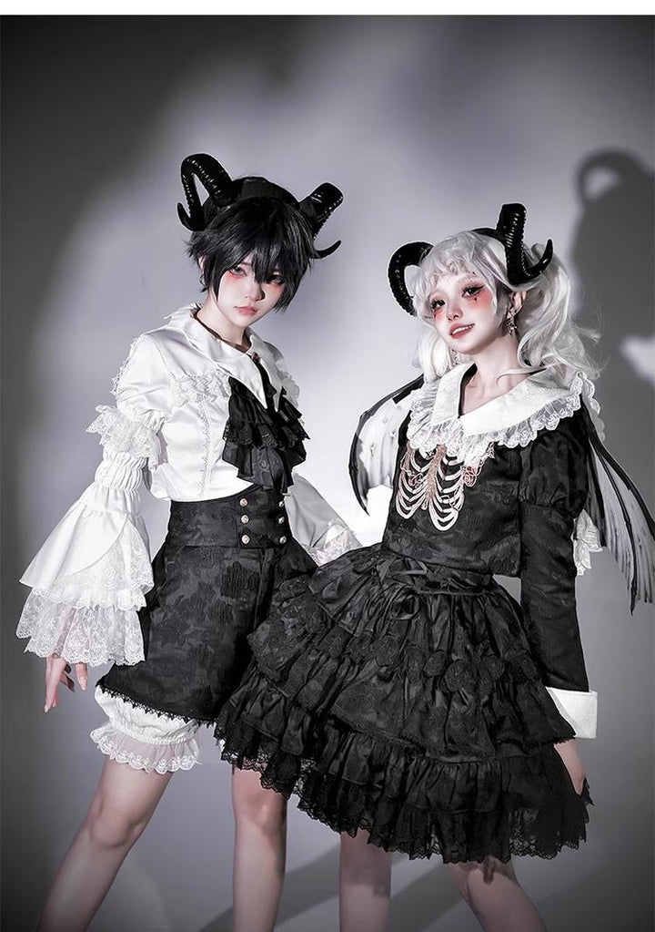 CastleToo~Crossbone~Ouji Lolita Shorts Suit Gothic Lolita Top and Blouse