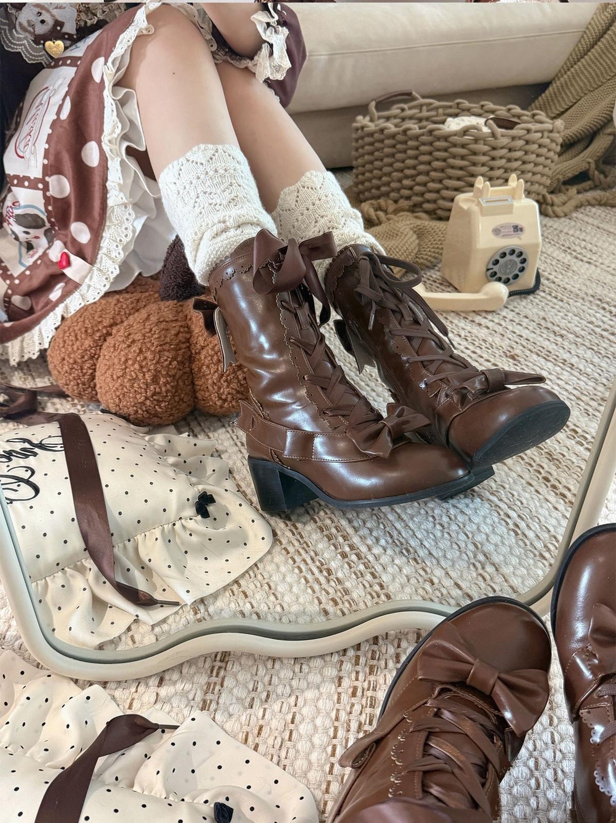 Sheep Puff - Sheepy Hoofies - Kawaii Lolita Mid-Calf Boots, Side Zipper 43898:788081