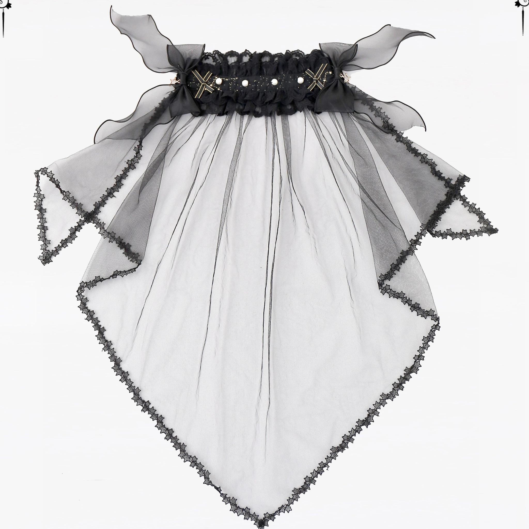 Sakuya Lolita - Whisper of Stars - Vintage Lolita Headdress Large Bow KC black headband