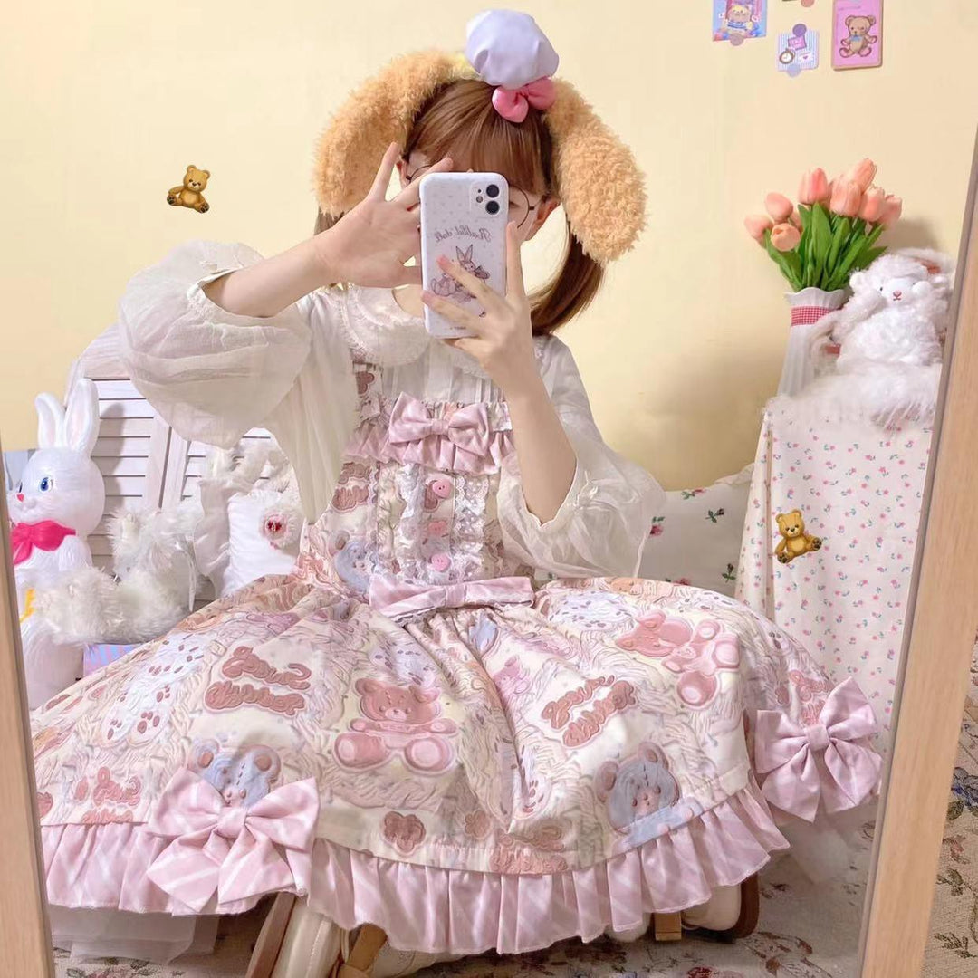 Akiyama Future Studio~Kawaii Little Bear Lolita Salopette Daily Lolita JSK   