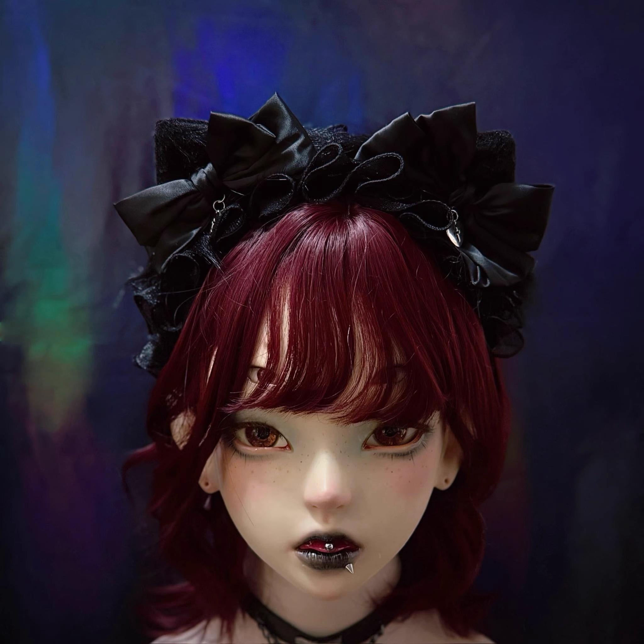 Strange Sugar - Plush Gothic Lolita KC with Cat Ears Black