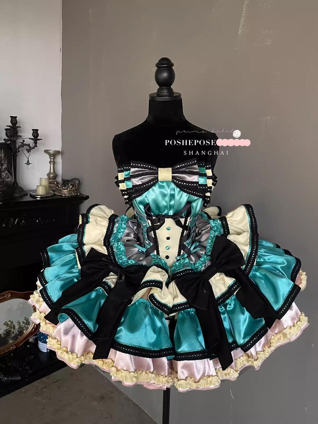POSHEPOSE~Limited Gratitude Collection~Sweet Lolita Dress High-end Tiered Skirt Dress XS Futurism 