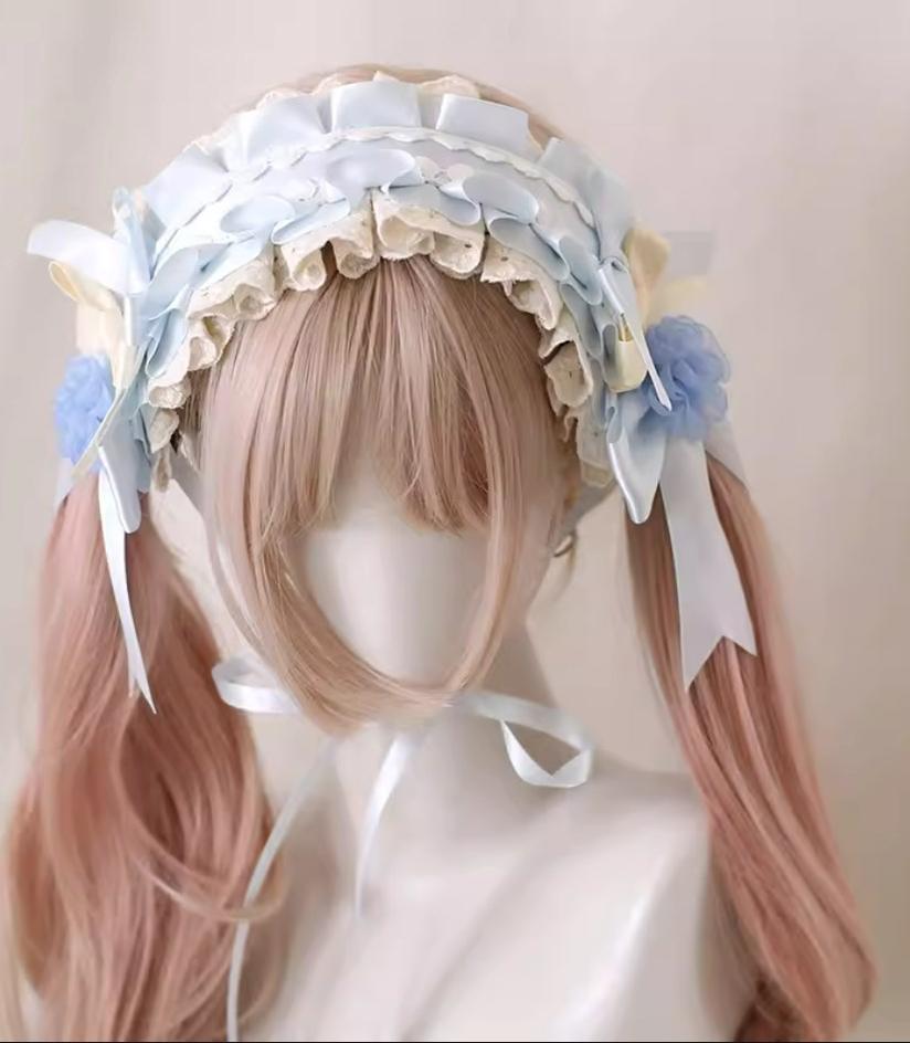 Xiaogui - Four Seasons Floral - Sweet Lolita Headdress Bow KC Lace Cuffs