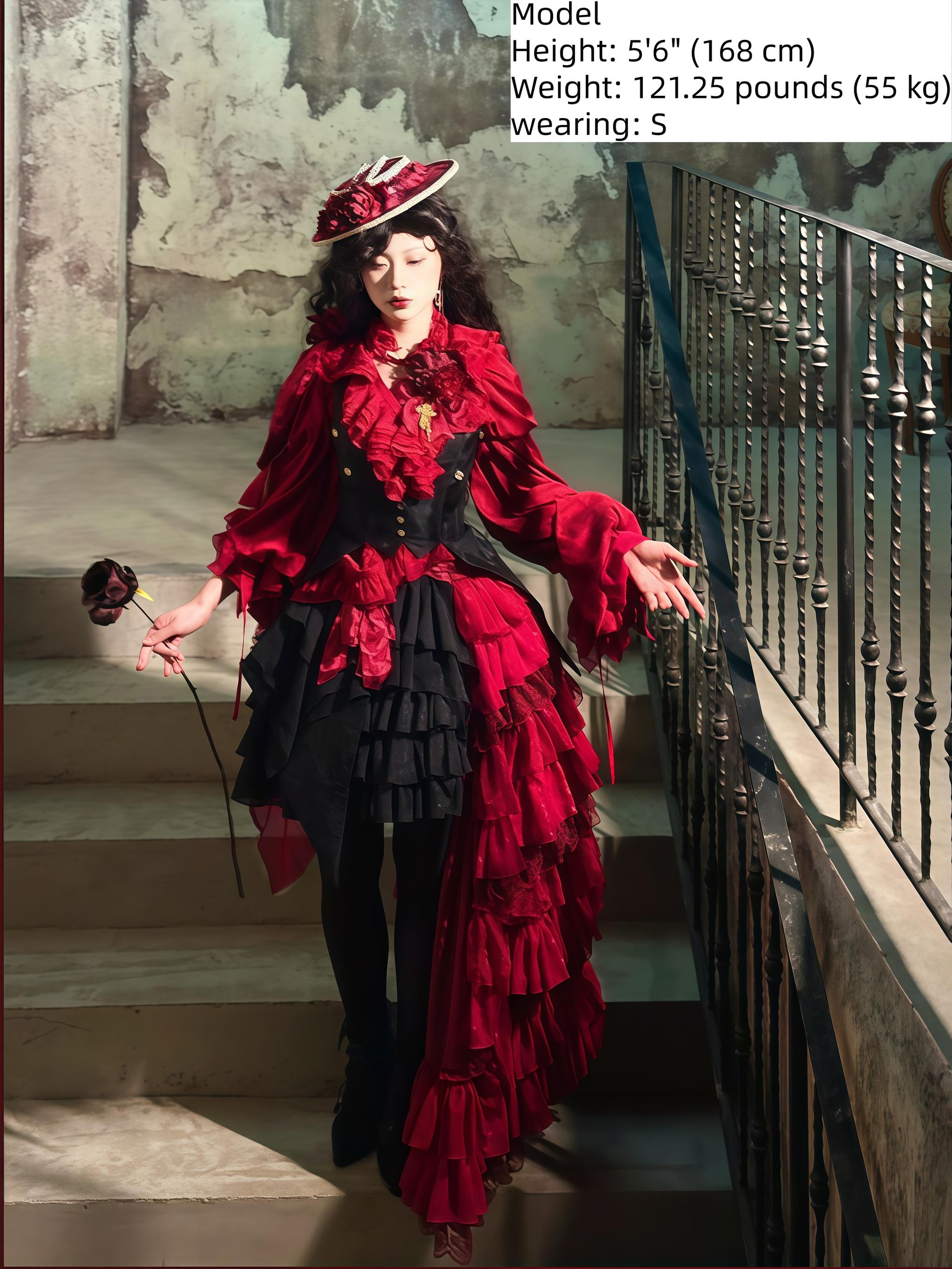 Genesis and Armageddon - Gothic Lolita High-low Hem Shirt, Boning SK