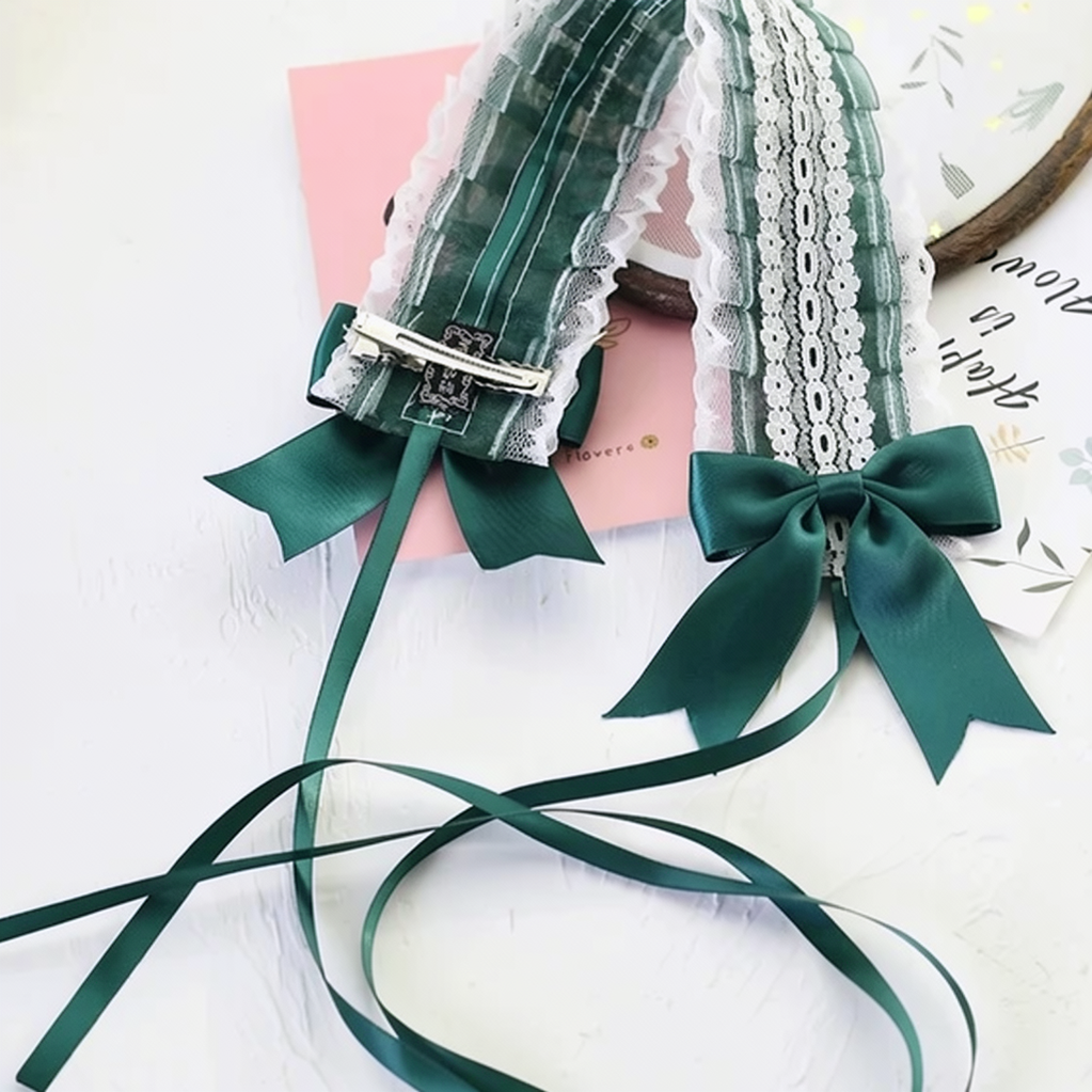 Sweet Lolita Lace Bow Headband with Clips 45829:864383
