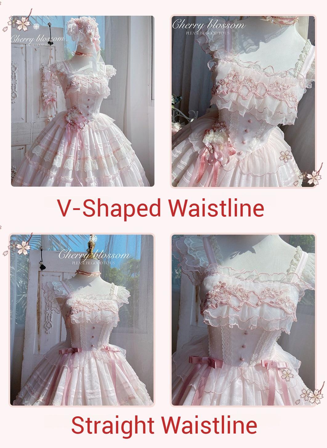MieYe - Cherry Blossom - Pink Sweet Lolita Tiered Dress