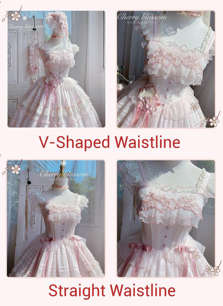 MieYe - Cherry Blossom - Pink Sweet Lolita Tiered Dress