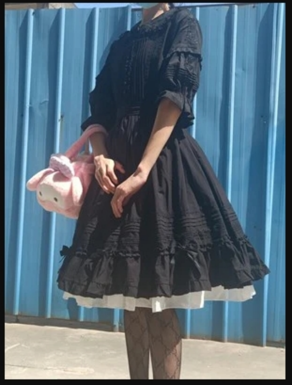 Tiny Garden - Robin - Kawaii Lolita Cotton Blouse S black half sleeve