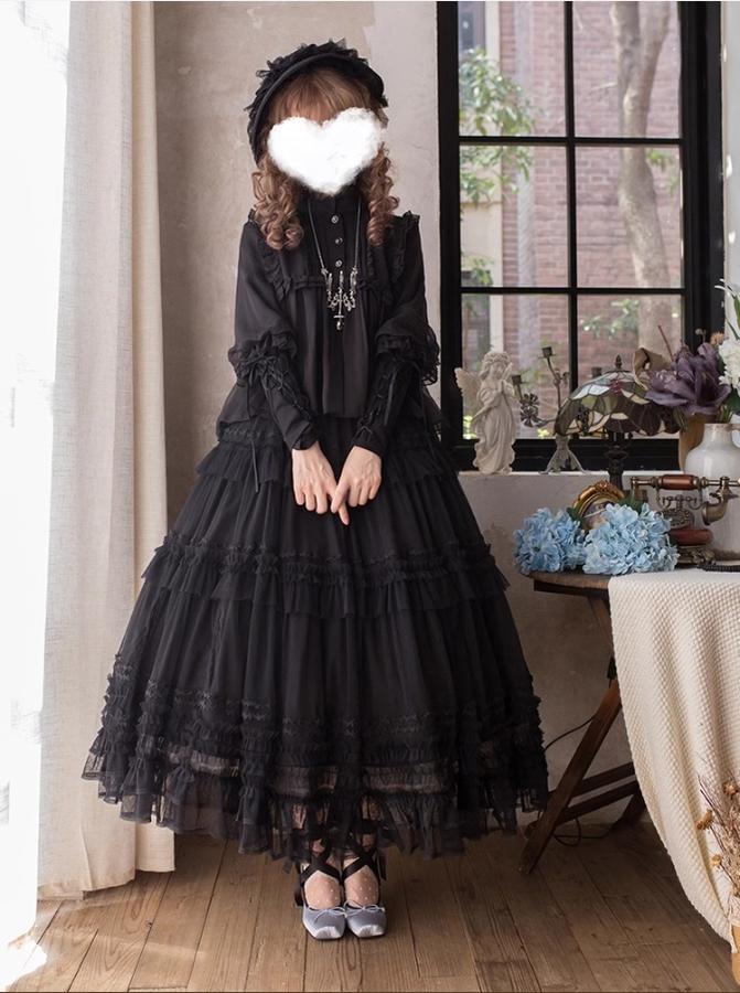 ThinkFly~Pleated Heart~Elegant Lolita Petticoat with Dotted Gauze Hem