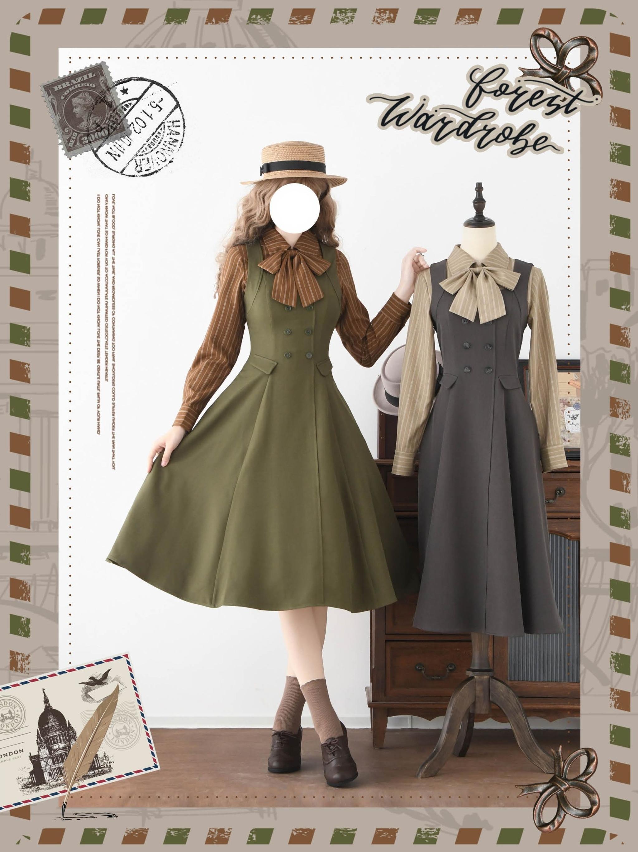 Forest Wardrobe - Foggy Forest - Elegant Lolita A-line JSK Dress, Side Pockets 44271:801679