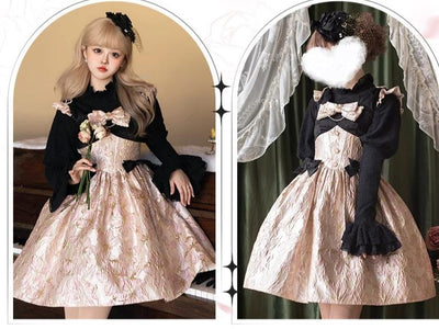 Urtto~Century Garden~Elegant Lolita Blouse Fleece Lined Black Shirt   