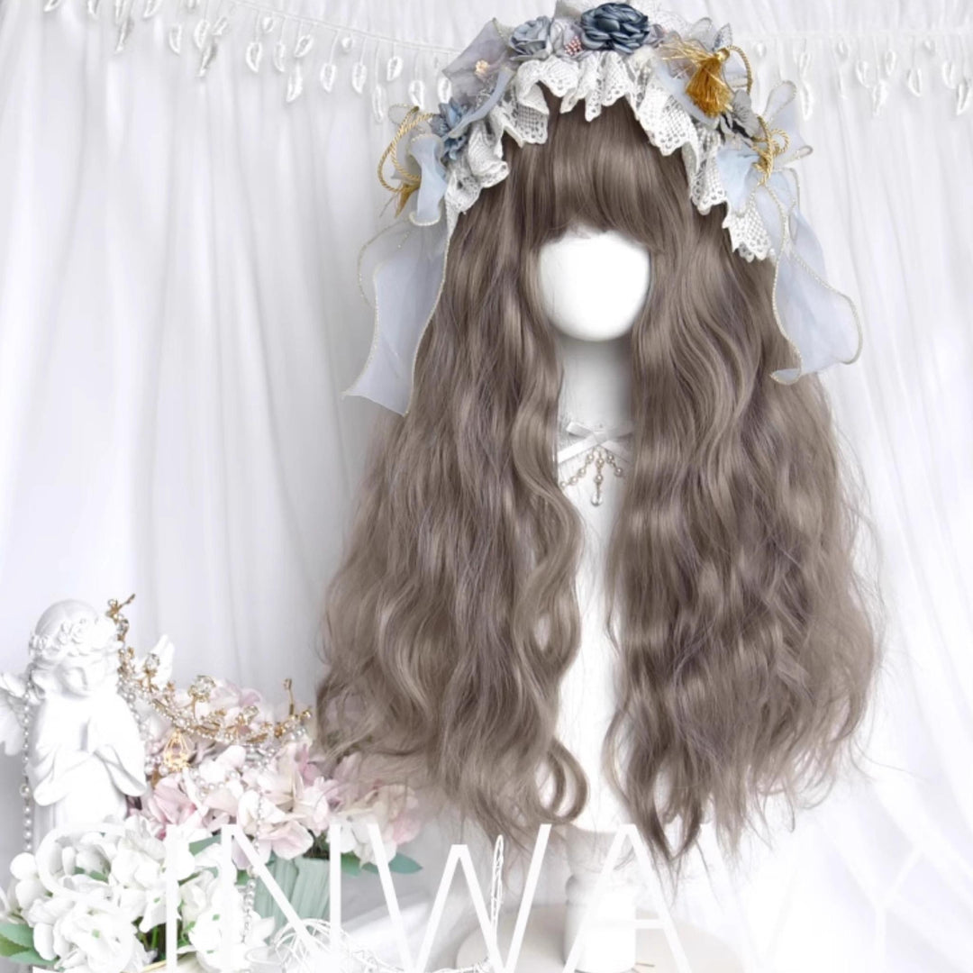 Sinwavy~Elegant Lolita Wig Ash Linen Grey Curly Wig   