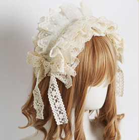 Xiaogui - Sweet Lolita Lace Headdress Ivory B