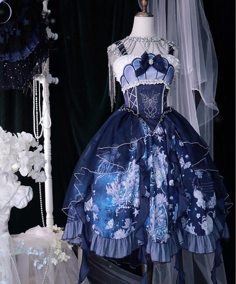 YingLuoFu~Original Elegant Lolita Blue Lolita JSK 20110:281444