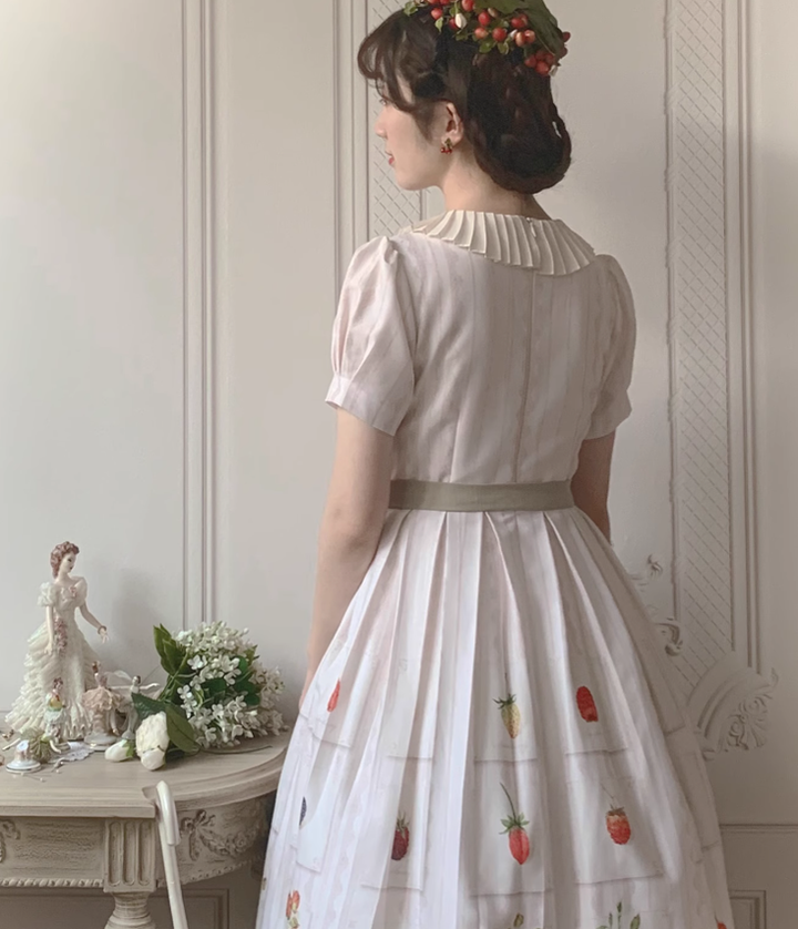 MOU~Moumier&Raspberry~Daily Lolita Dress Beige Short-Sleeve OP   