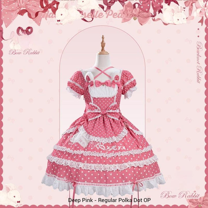 Mademoiselle Pearl~Bow Rabbit~IP Collab Sweet Lolita OP in Multiple Styles (L M S XL XS) 43054:764023