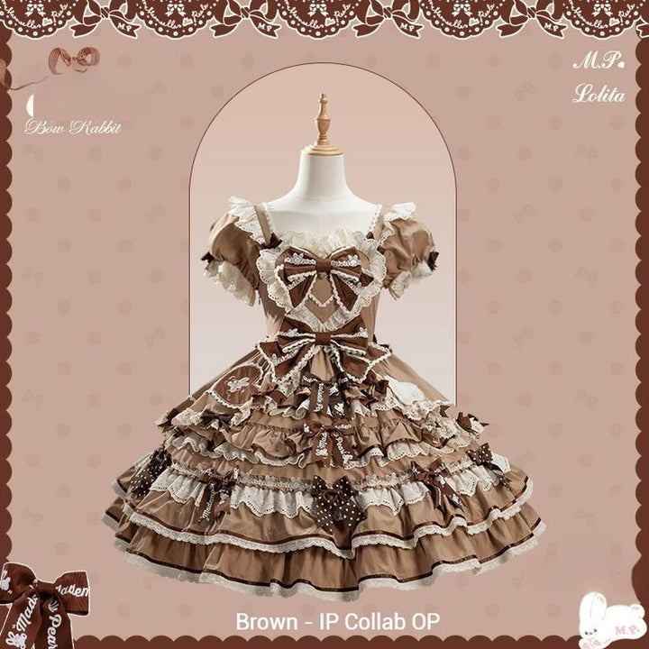 Mademoiselle Pearl~Bow Rabbit~IP Collab Sweet Lolita OP in Multiple Styles (L M S XL XS) 43054:764029