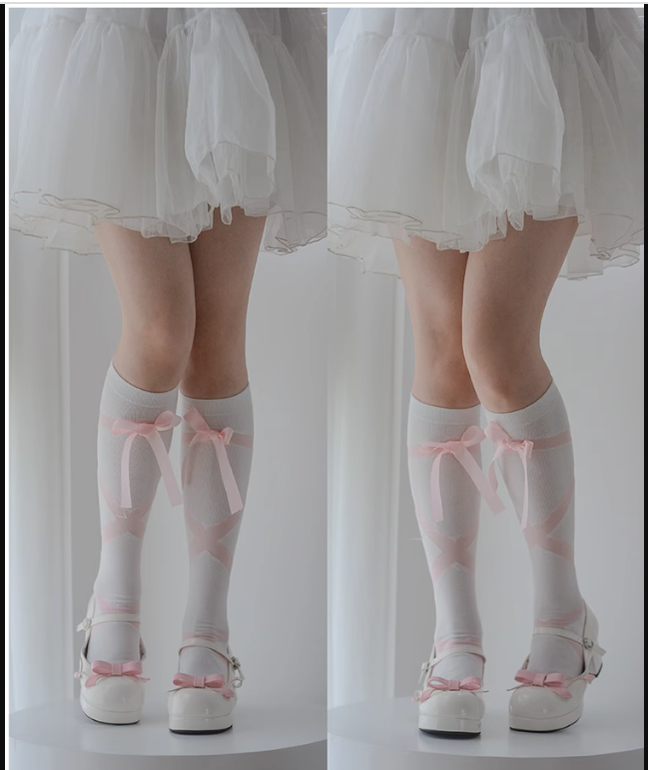 Roji roji~Uniform Cotton Lolita Autumn Calf Socks   