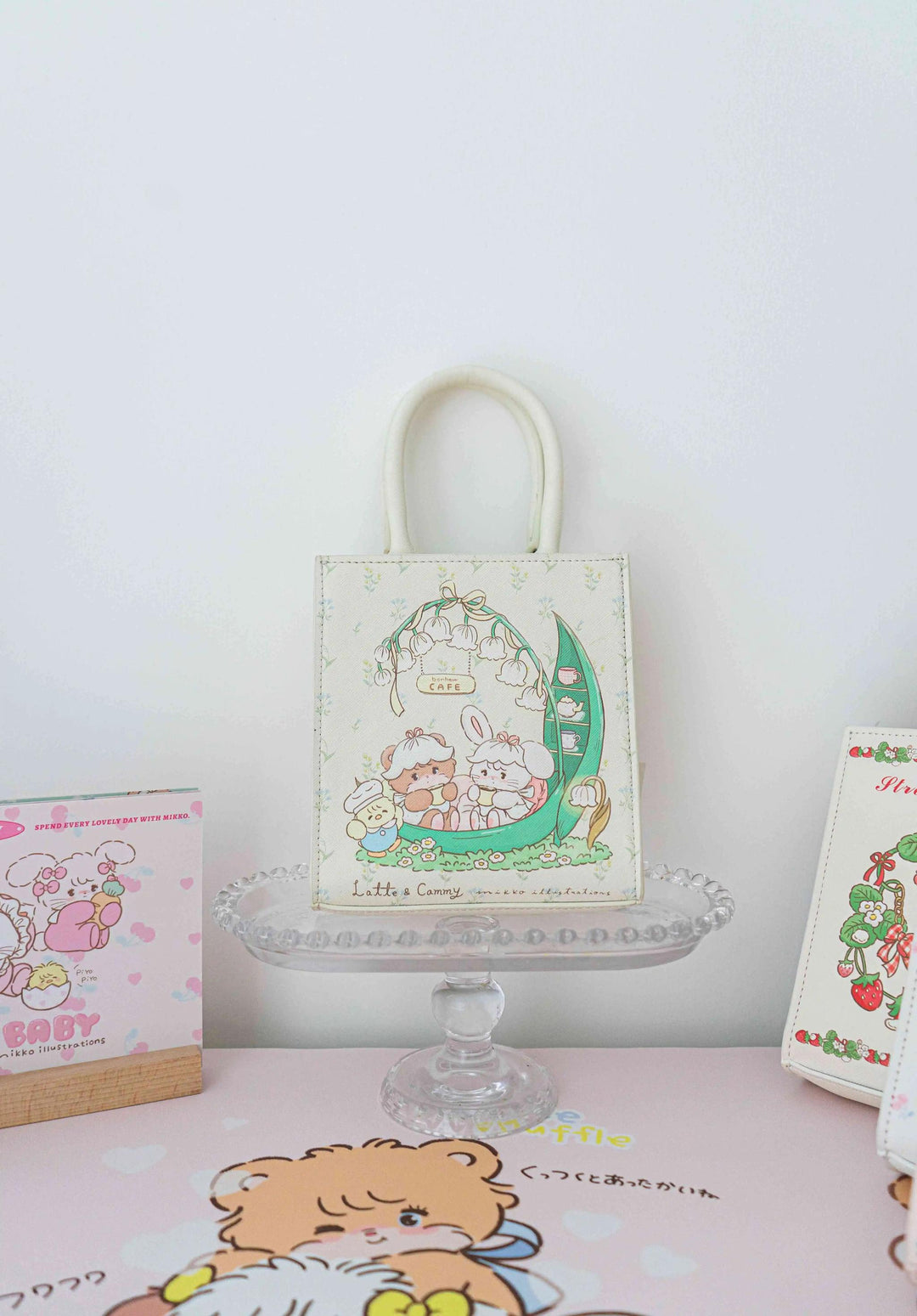 Doll tea party~IP Collab Kawaii Lolita Crossbody Handbag Mini Tote Bag Lily of the valley  