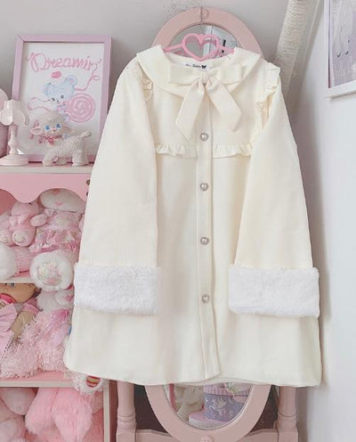 BigLolita~Miss Jenny~Plus Size Sweet Lolita Coat Woolen Lolita Coats XL Milky white 
