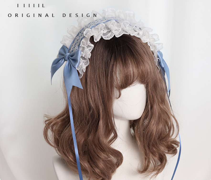 Their Past Decorations - Sweet Lolita Cat Ear Hairband misty blue hairband