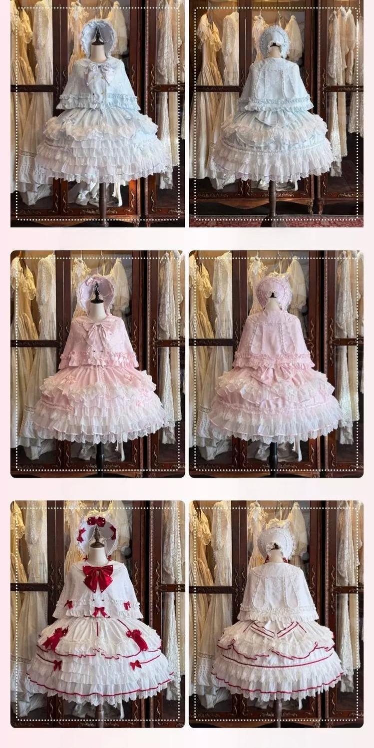Star Porcelain Doll - Sweet Lolita JSK Dress Set, Tiered Ruffle Hem 46093:874796