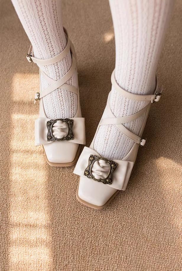 MODO~Frame Cocoa~Elegant Mid-Heel Lolita Shoes With Square Toe 42944:767195