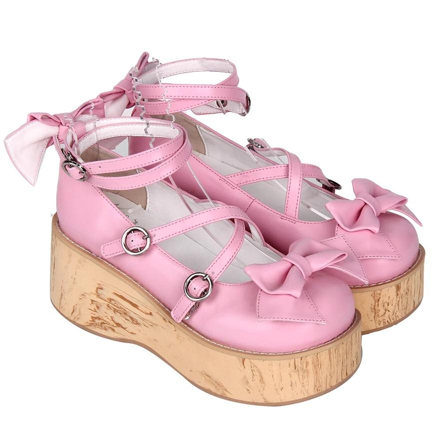 Angelic Imprint - Sweet Lolita Platform Shoes, Wood-grain Outsole 42464:798115