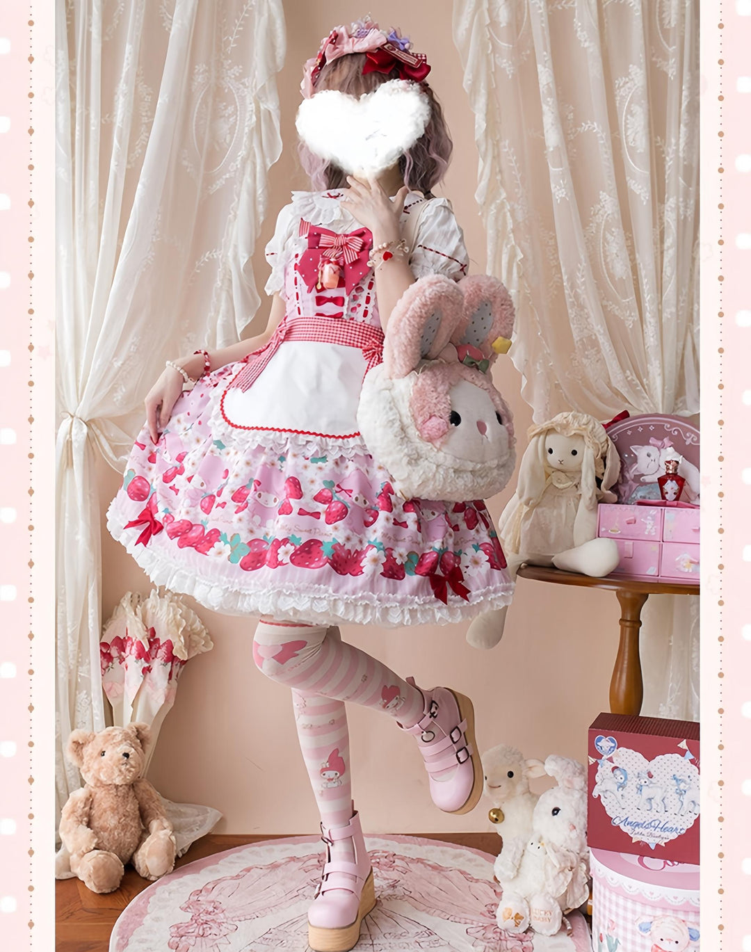 Confession Balloon~Strawberry Beloved~Sweet Lolita JSK Strawberry Print Lolita Dress 40950:694352