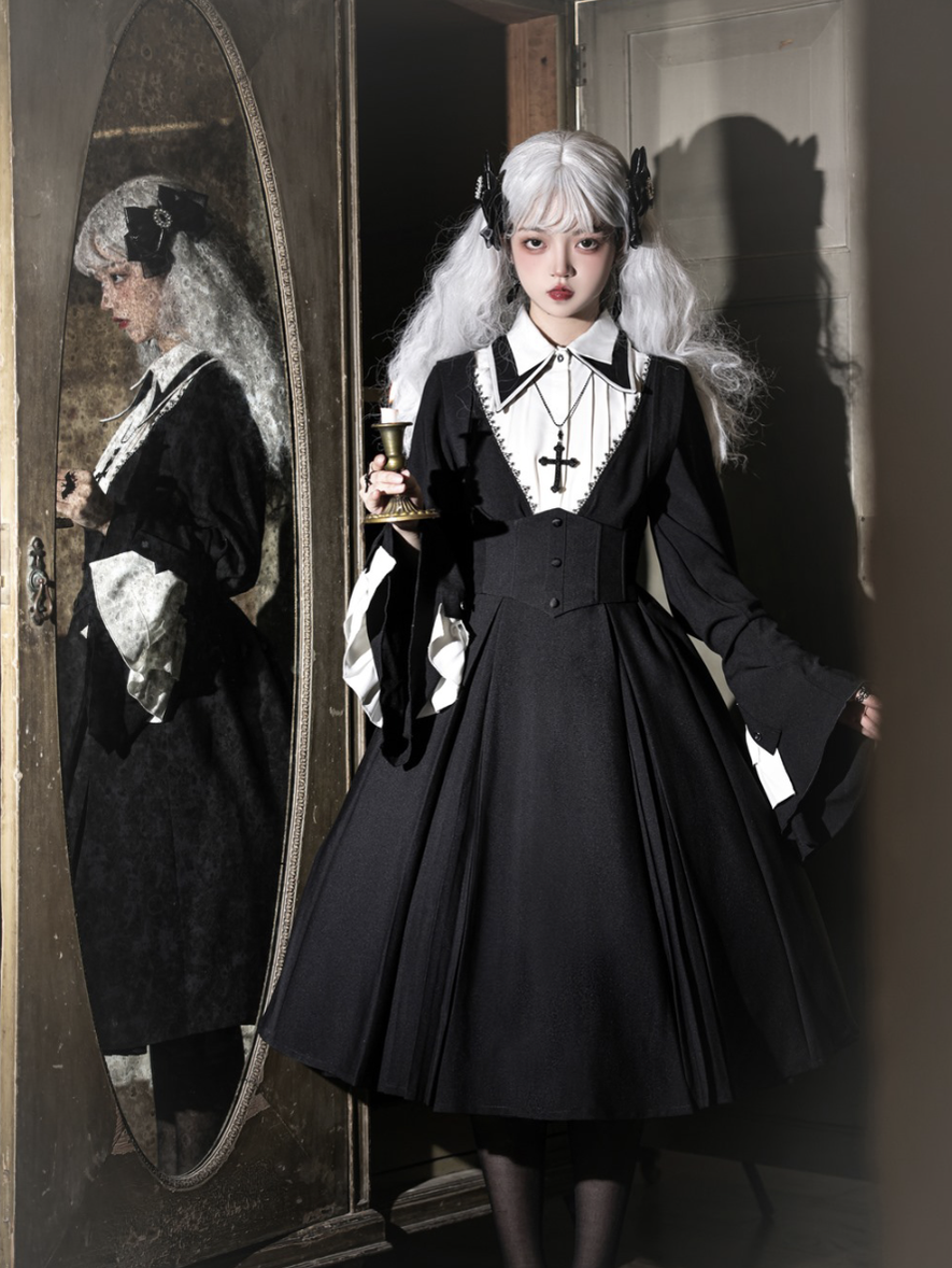 Susin Lolita~Cross Praise~Nun Style Gothic Lolita Dress and Blouse 12878:183564