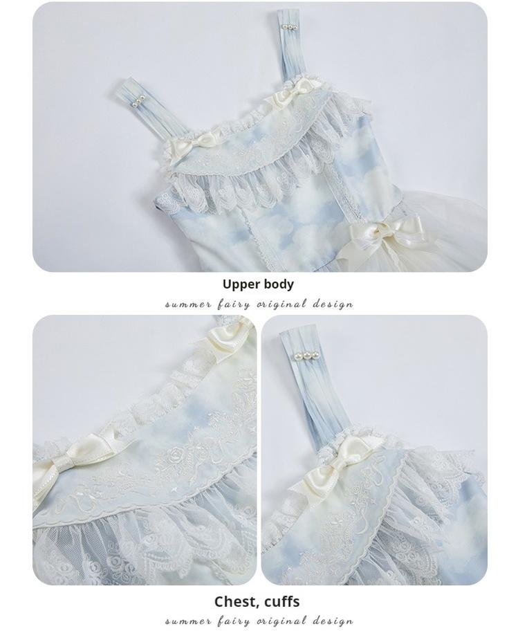 Summer Fairy~IP Collab Sweet Lolita Jumper Dress Flutter Sleeves OP 38656:593074